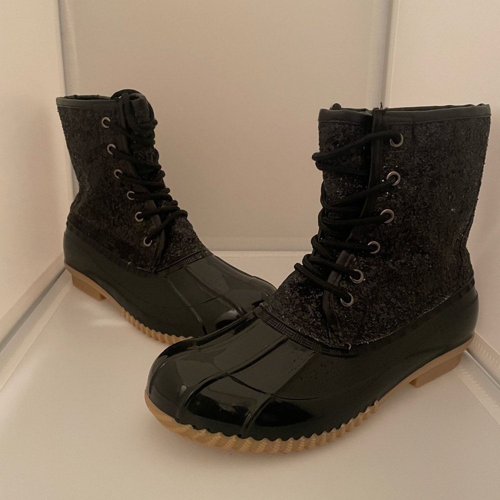 Black Rain Boots, Never Used, Size 6